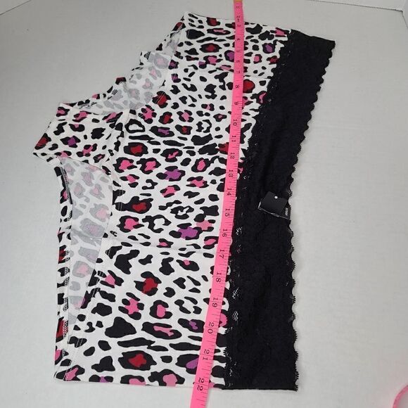 3X 22W 24W Torrid Boyshort White Cotton Panty Pink Leopard Black Lace Mid Rise - Picture 4 of 5